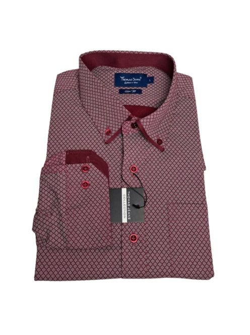 Thomas Jeans bordó mintás Slim Fit ing