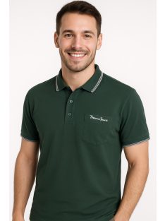 Pánske tričko s golierom a vreckom Thomas Jeans – zelené