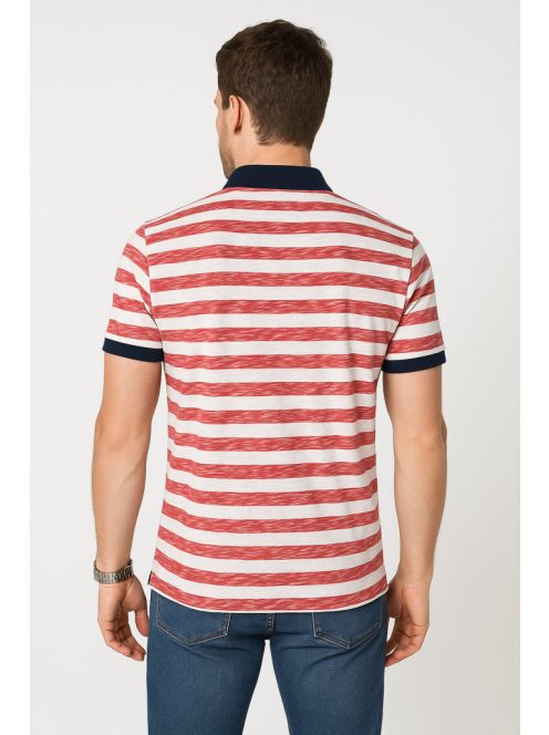 Thomas Jeans piros-fehér csíkos galléros póló