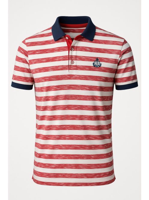 Thomas Jeans piros-fehér csíkos galléros póló