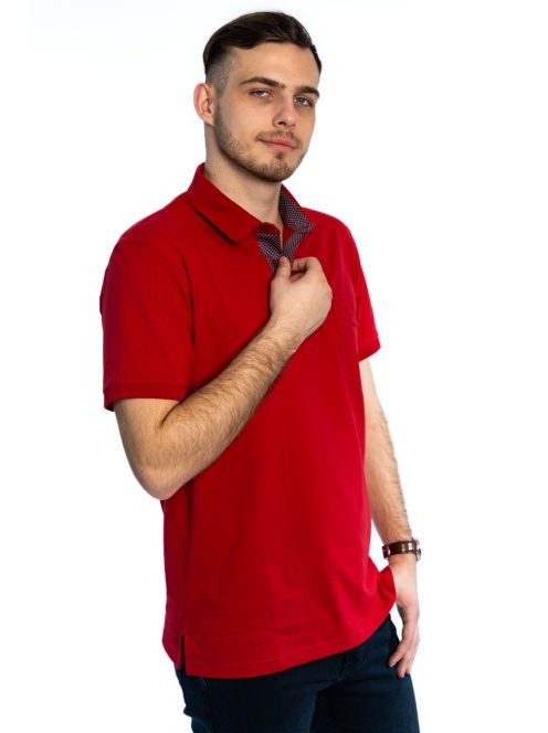 Tričko s golierom Thomas Jeans s červenou vreckou