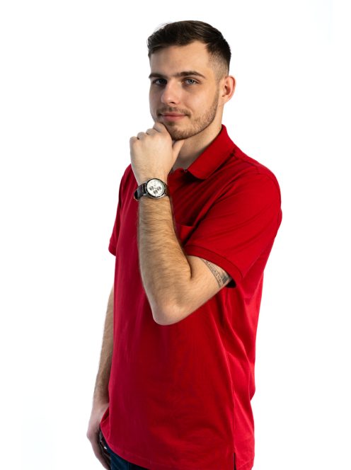 Tričko s golierom Thomas Jeans s červenou vreckou