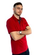 Tričko s golierom Thomas Jeans s červenou vreckou