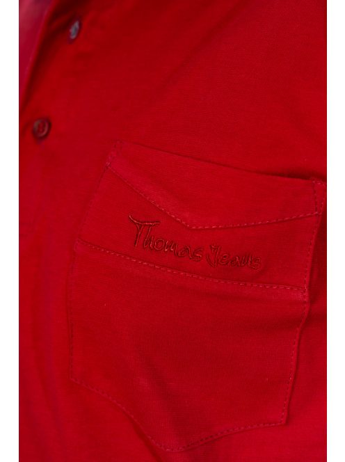 Tričko s golierom Thomas Jeans s červenou vreckou