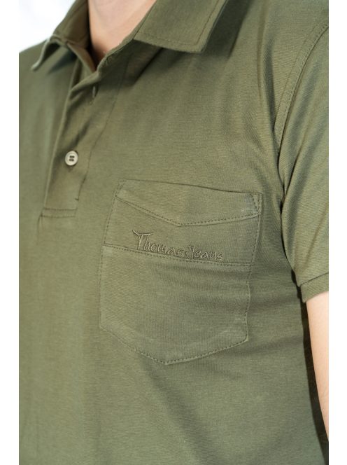 Thomas Jeans galléros póló zöld zsebbel
