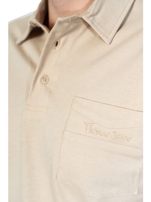 Thomas Jeans galléros póló bézs zsebbel