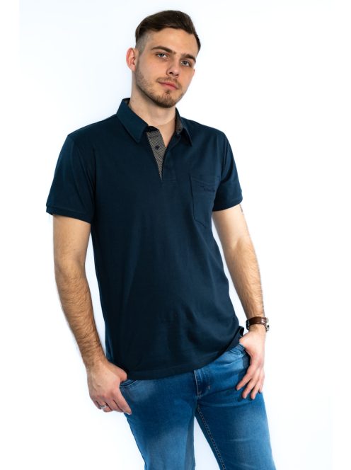 Thomas Jeans galléros póló sötétkék zsebbel