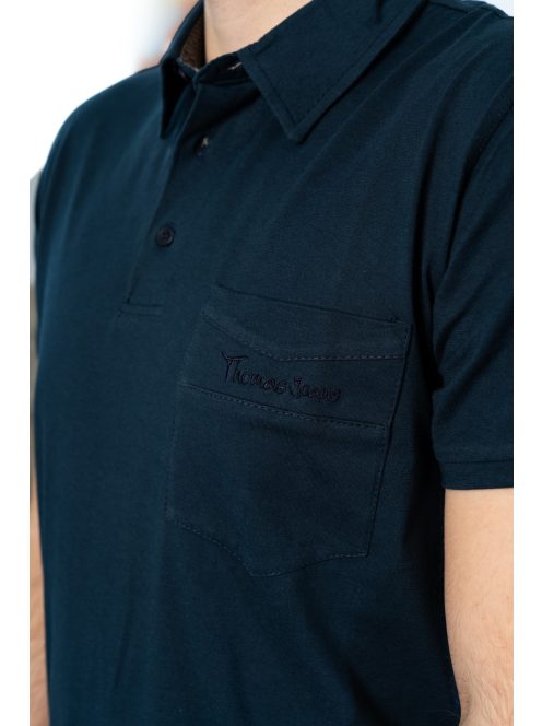 Thomas Jeans galléros póló sötétkék zsebbel