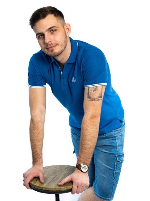 Modré piké tričko s golierom Thomas Jeans