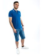Modré piké tričko s golierom Thomas Jeans