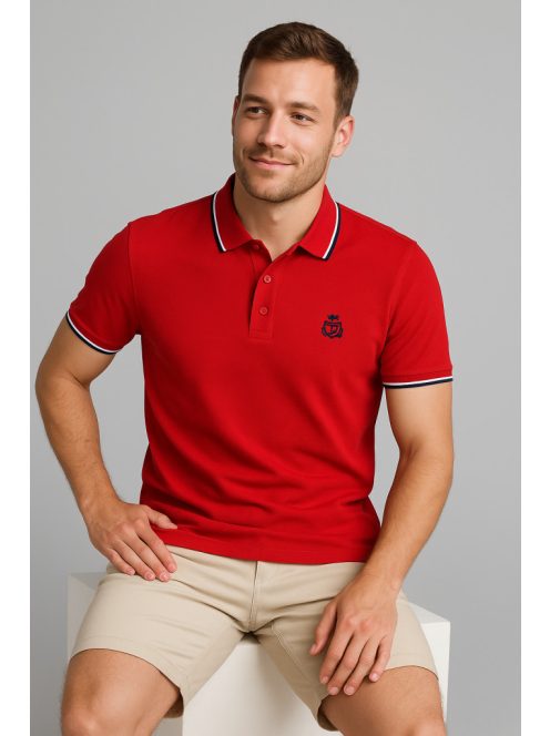 Tričko Thomas Jeans s piké a červeným golierom