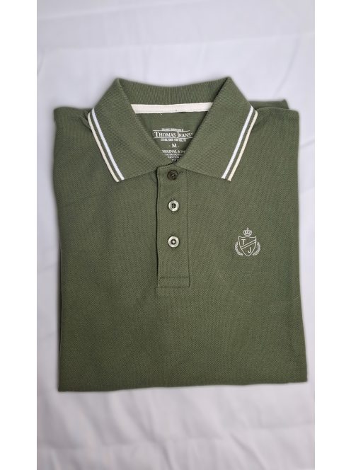 Piké tričko s golierom Thomas Jeans v vojenskej zelenej farbe