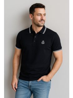 Piké tričko s golierom Thomas Jeans, čierne