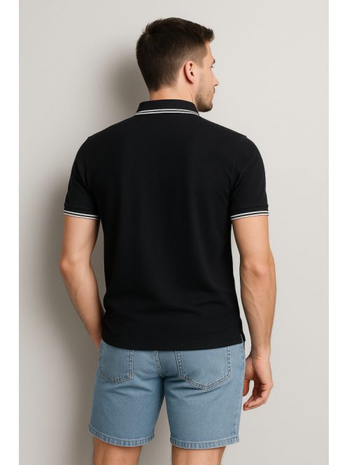 Piké tričko s golierom Thomas Jeans, čierne