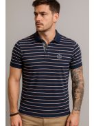 Thomas Jeans férfi galléros vékony csíkos póló szürke színű barack-szürke csíkos