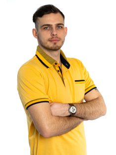 Pánske tričko s golierom Thomas Jeans v horčicovo žltej farbe