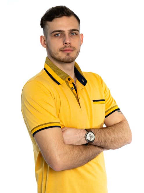 Pánske tričko s golierom Thomas Jeans v horčicovo žltej farbe
