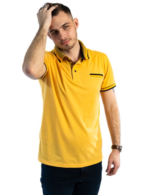 Pánske tričko s golierom Thomas Jeans v horčicovo žltej farbe