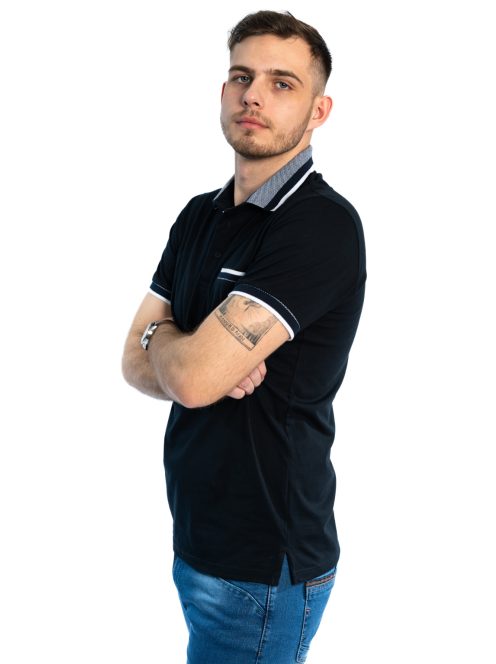 Thomas Jeans elegáns galléros póló éjkék