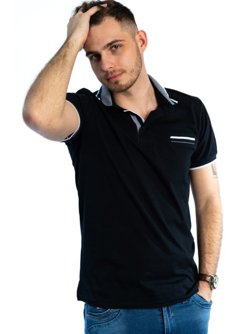 Thomas Jeans elegáns galléros póló éjkék