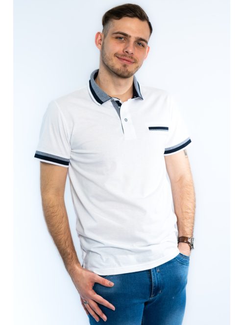 Thomas Jeans elegáns galléros póló fehér