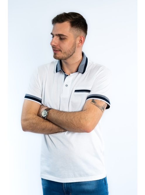 Thomas Jeans elegáns galléros póló fehér