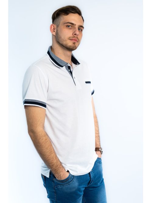 Thomas Jeans elegáns galléros póló fehér