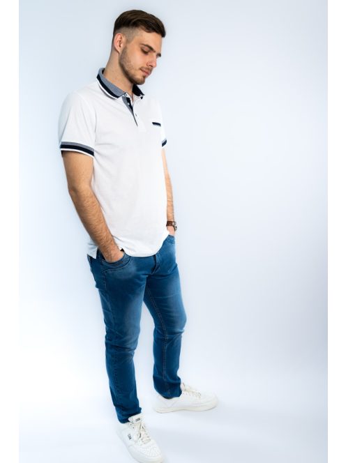Thomas Jeans elegáns galléros póló fehér
