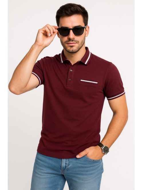 Thomas Jeans férfi galléros póló bordó