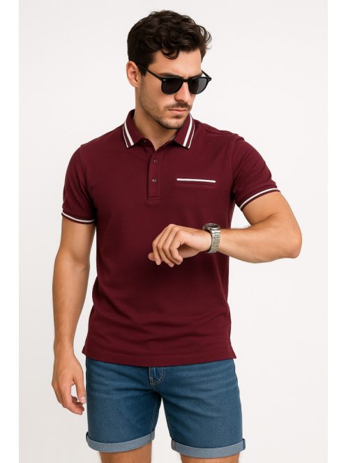 Thomas Jeans férfi galléros póló bordó