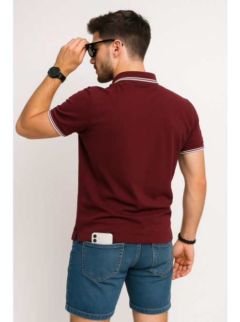 Thomas Jeans férfi galléros póló bordó
