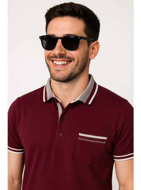 Thomas Jeans férfi galléros póló bordó