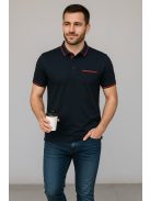 Thomas Jeans fekete elegáns galléros póló