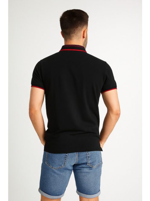 Thomas Jeans fekete elegáns galléros póló