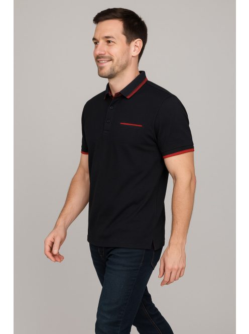 Thomas Jeans fekete elegáns galléros póló