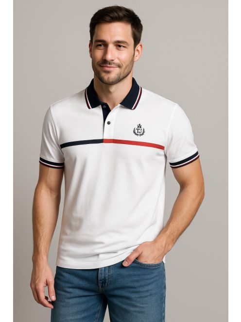 Thomas Jeans fehér elegáns galléros póló egy csíkkal