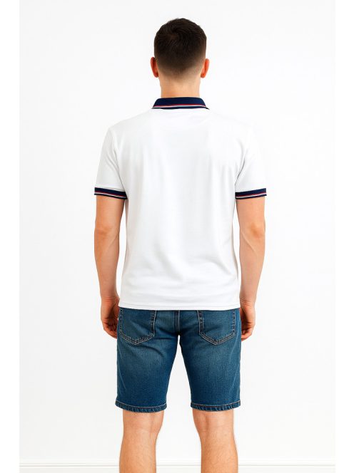 Thomas Jeans fehér elegáns galléros póló egy csíkkal