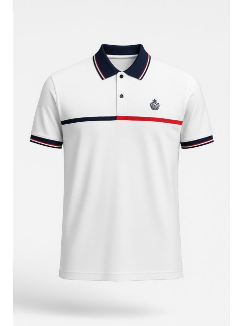 Thomas Jeans fehér elegáns galléros póló egy csíkkal