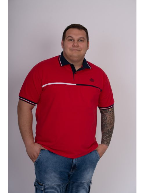 Thomas Jeans piros galléros póló, vékony csíkkal