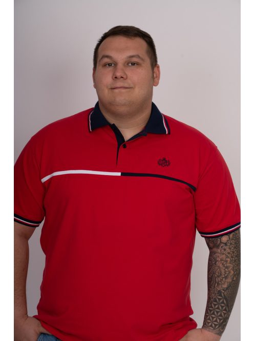 Thomas Jeans piros galléros póló, vékony csíkkal
