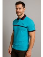 Thomas Jeans férfi galléros póló vékony csíkkal türkizkék