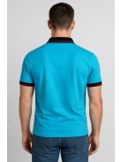 Thomas Jeans férfi galléros póló vékony csíkkal türkizkék