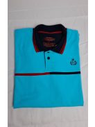 Thomas Jeans férfi galléros póló vékony csíkkal türkizkék