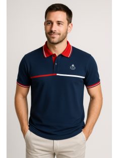   Tmavomodré tričko s golierom Thomas Jeans s tenkými pruhmi