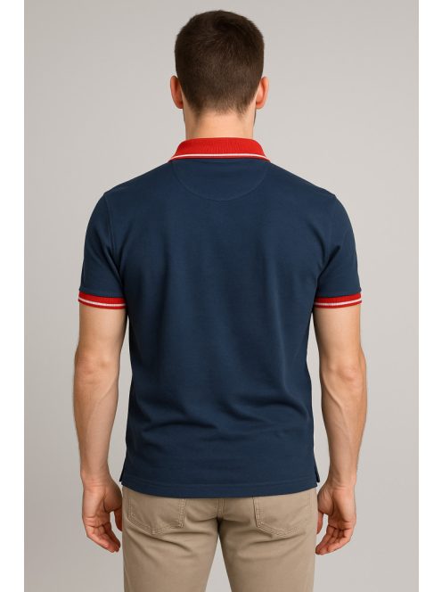 Thomas Jeans sötétkék galléros póló, vékony csíkkal