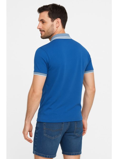 Športové tričko s golierom Thomas Jeans v sýtej modrej farbe