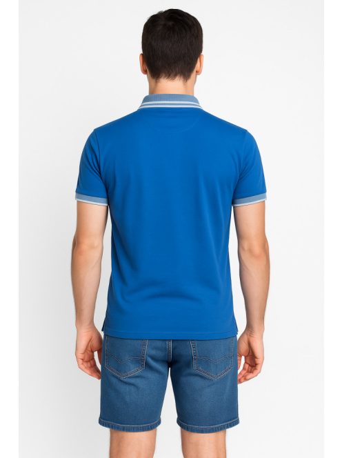 Športové tričko s golierom Thomas Jeans v sýtej modrej farbe
