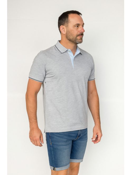 Thomas Jeans férfi galléros póló ringlis szürke