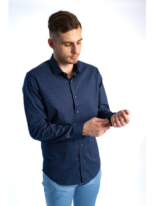 Thomas Jeans férfi ing sötétkék aprómintás