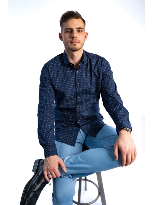 Thomas Jeans férfi ing sötétkék aprómintás